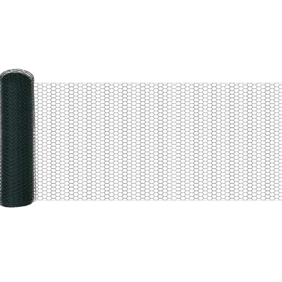 vidaXL zeshoekig gaasgek met palen 10 x 0,4 m PVC-Coated Staal Groen