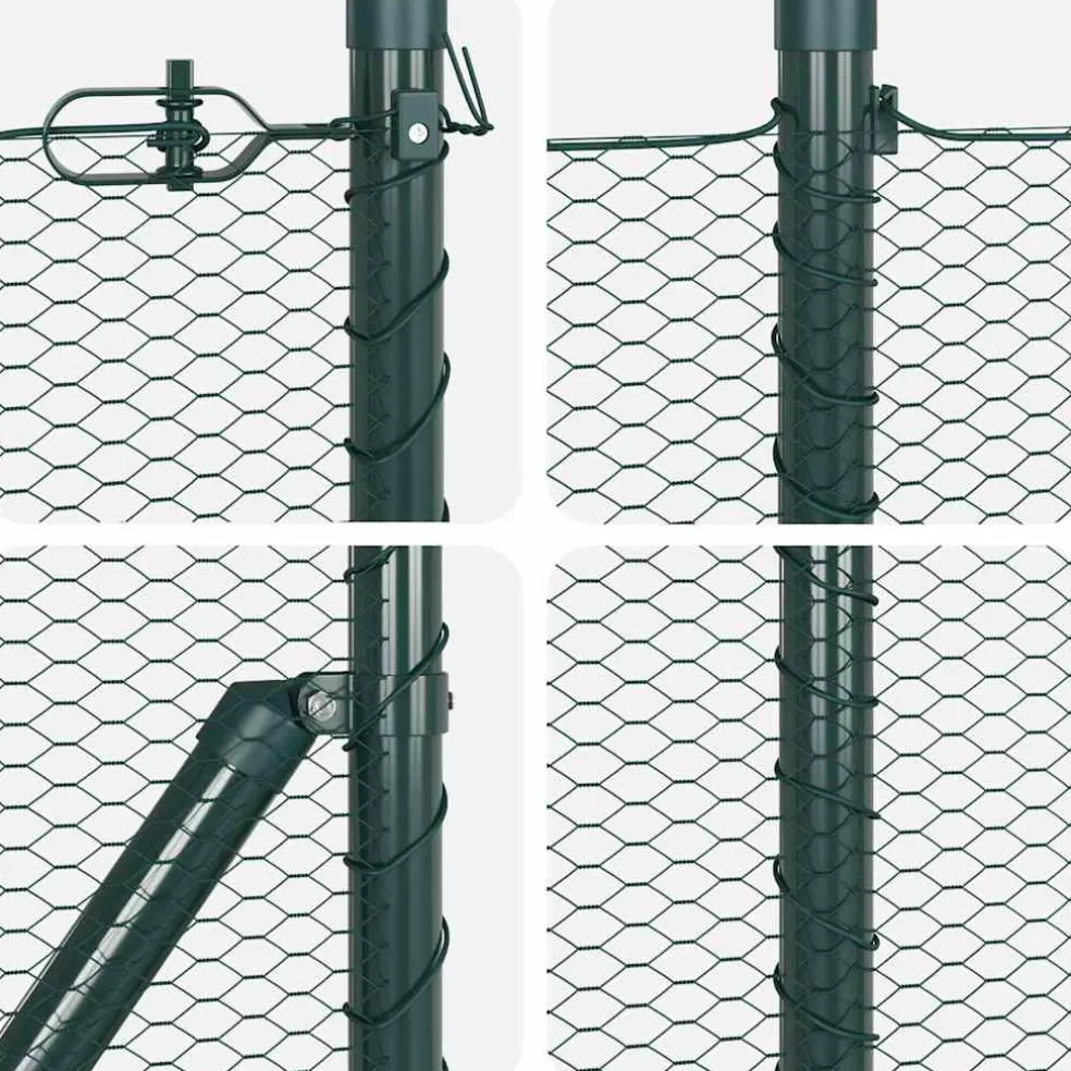 vidaXL zeshoekig gaasgek met palen 10 x 0,4 m PVC-Coated Staal Groen