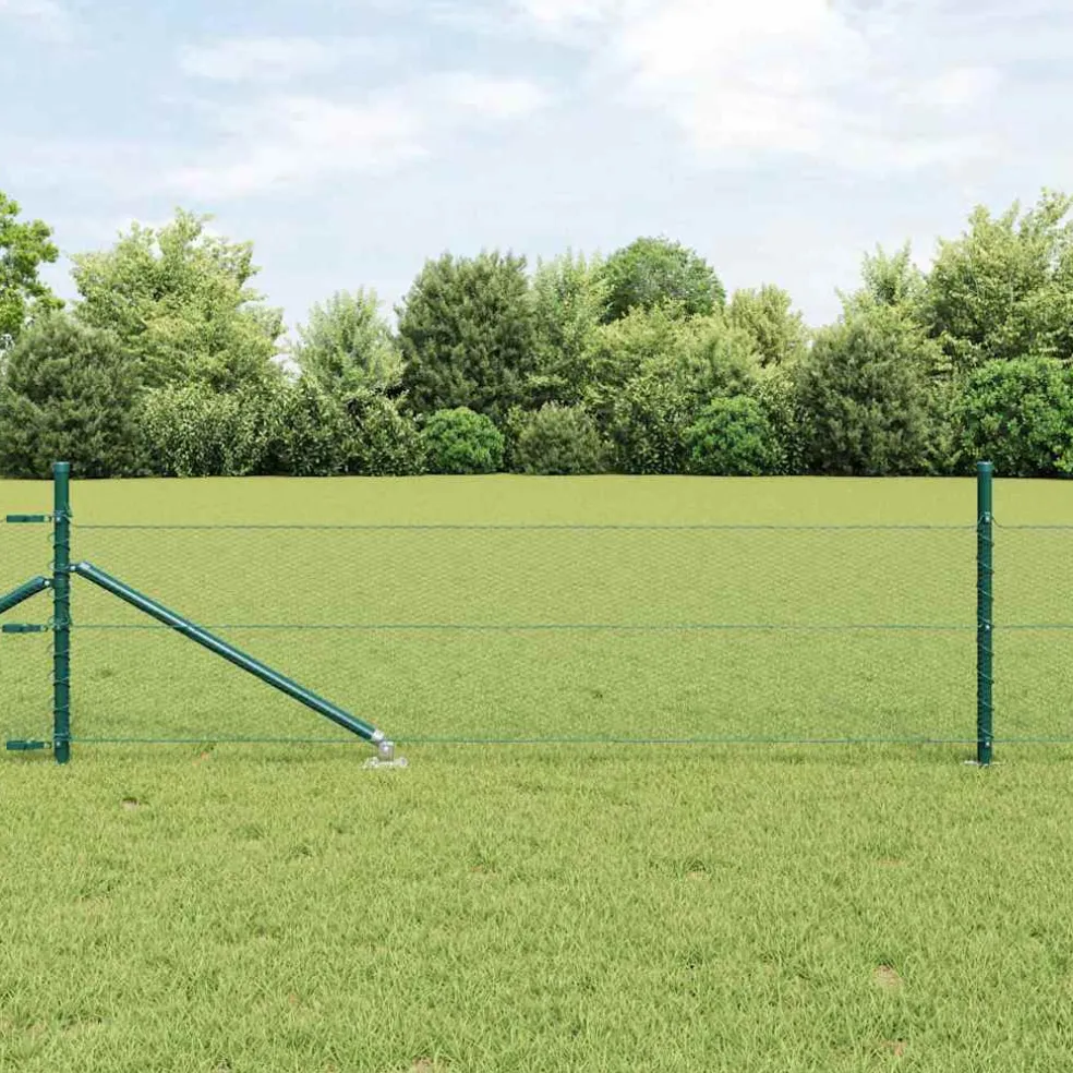 vidaXL zeshoekig gaasgek met palen 10 x 0,4 m PVC-Coated Staal Groen