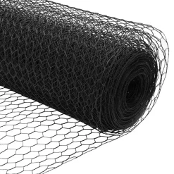vidaXL zeshoekig gaasgek met palen 10 x 0,4 m PVC-Coated Staal Grijs