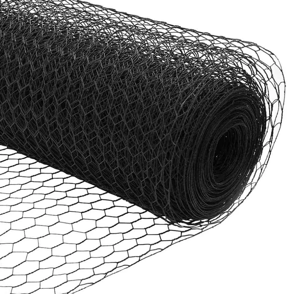 vidaXL zeshoekig gaasgek met palen 10 x 0,4 m PVC-Coated Staal Grijs
