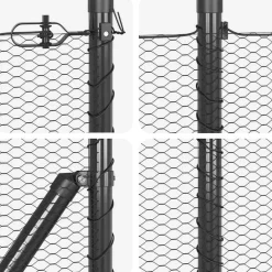 vidaXL zeshoekig gaasgek met palen 10 x 0,4 m PVC-Coated Staal Grijs