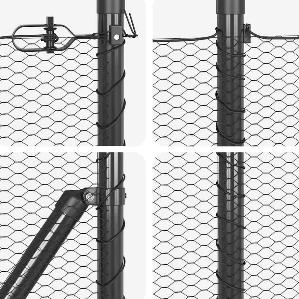vidaXL zeshoekig gaasgek met palen 10 x 0,4 m PVC-Coated Staal Grijs