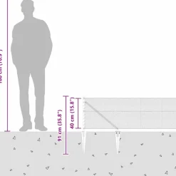 vidaXL zeshoekig gaasgek met palen 10 x 0,4 m PVC-Coated Staal Grijs
