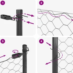 vidaXL zeshoekig gaashek met grondbevestiging 10 x 0,4 m Grijs Mesh