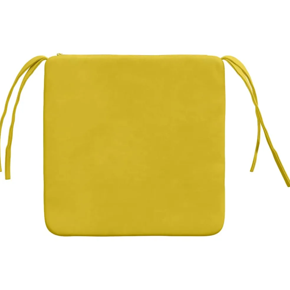 vidaXL Zitkussens 4 st Fluweel Geel 40 x 40 x 3 cm