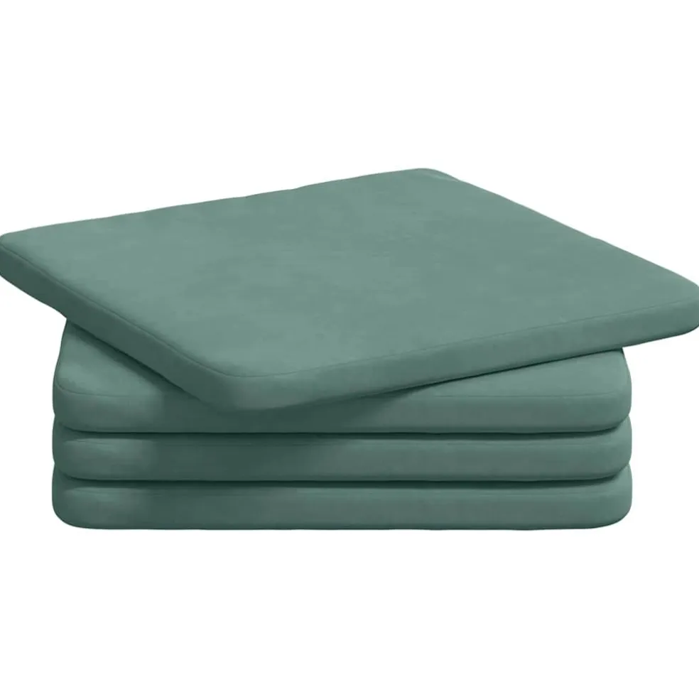vidaXL Zitkussens 4 st Fluweel Zeegroen 40 x 40 x 3 cm