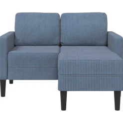 vidaXL 2-zitsbank met ligstoel L-vormig 125 cm linnen blauw