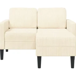 vidaXL 2-zitsbank met ligstoel L-vormig crèmekleurig 125 cm linnen