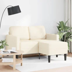 vidaXL 2-zitsbank met ligstoel L-vormig crèmekleurig 125 cm linnen