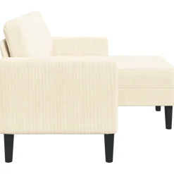 vidaXL 2-zitsbank met ligstoel L-vormig crèmekleurig 125 cm linnen
