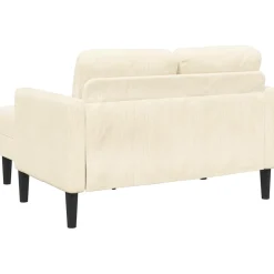 vidaXL 2-zitsbank met ligstoel L-vormig crèmekleurig 125 cm linnen