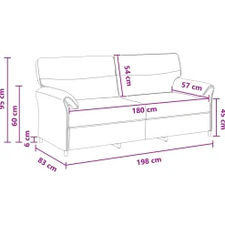 vidaXL 3-Zits Bank Taupe 198 x 83 x 95 cm