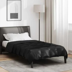 vidaXL Zomer Dekbed Zwart 135 x 200 cm Satijn en Microfiber