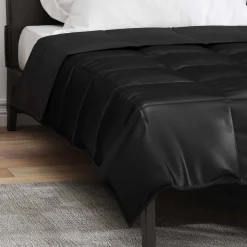 vidaXL Zomer Dekbed Zwart 135 x 200 cm Satijn en Microfiber