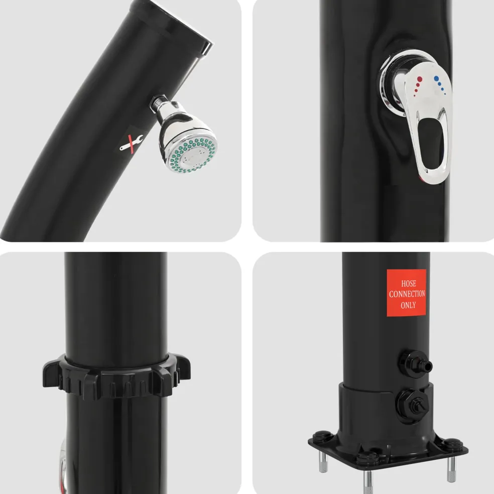 vidaXL Zonne Douche met Douchekop 20 l PVC, ABS, Zinklegering Zwart