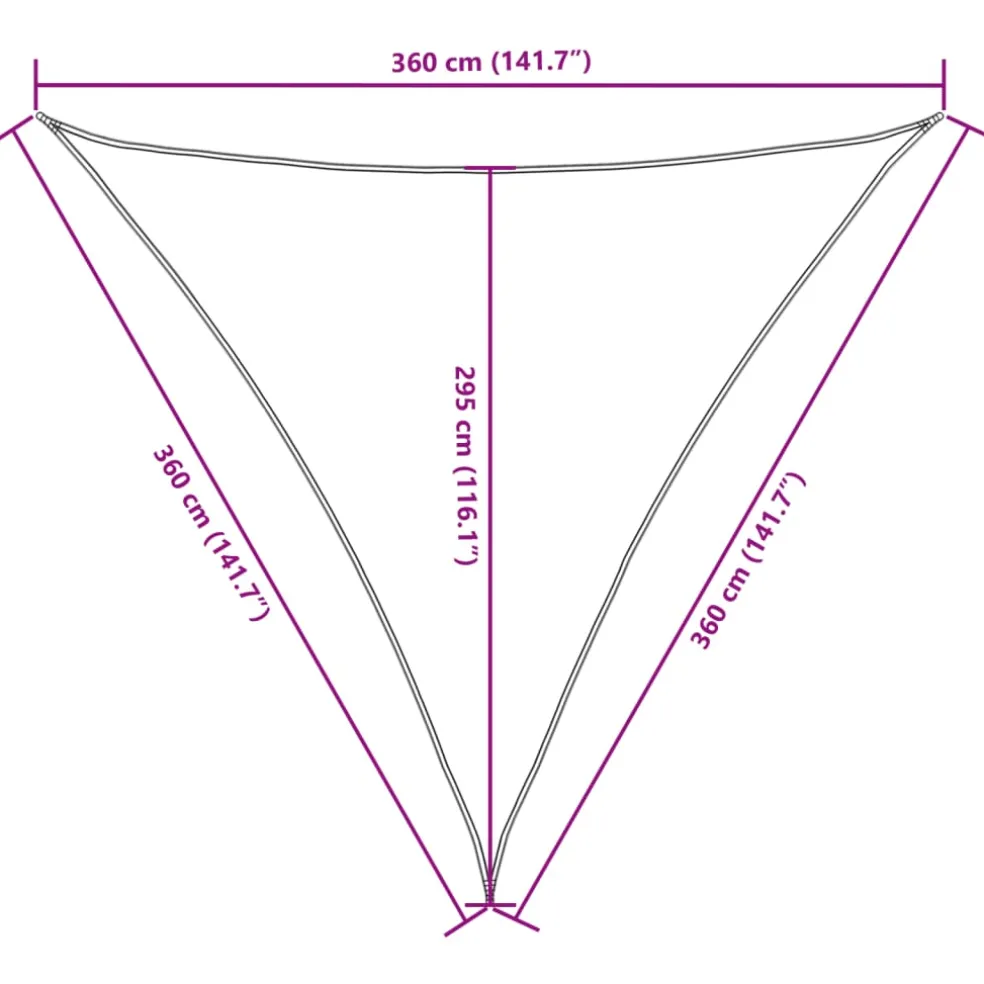 vidaXL Zonnescherm driehoekig 3,6x3,6x3,6 m oxford stof crèmewit