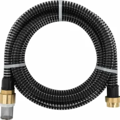 vidaXL Zuigslang met messing koppelingen 1,1'' 3 m PVC zwart