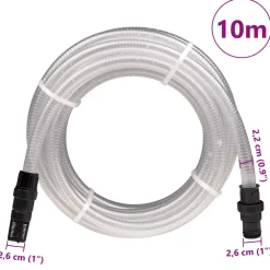 vidaXL Zuigslang met PVC koppelingen 1,1'' 10 m PVC transparant