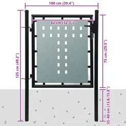 vidaXL Zwarte enkele deur schuttingpoort 100x75 cm