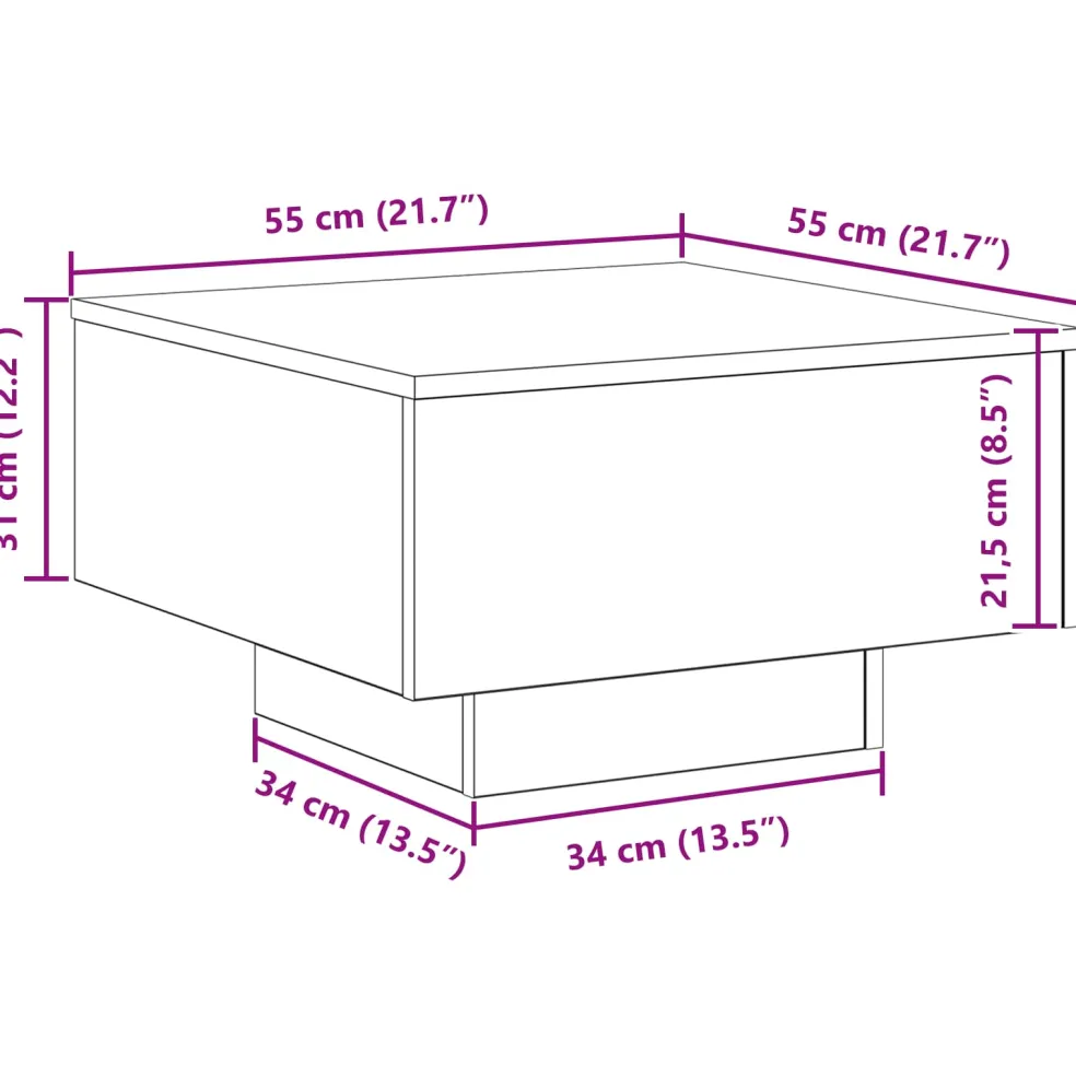 vidaXL Zwart eiken 55 x 55 x 31 cm Bewerkt hout