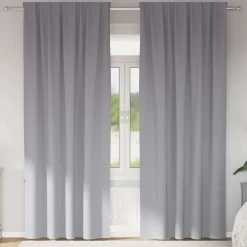 vidaXL Zwart-out Gordijnen met Ringen 2 st Lichtgrijs 245 x 140 cm