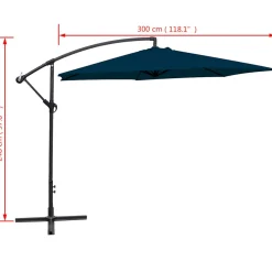 vidaXL Zweefparasol 3 m blauw