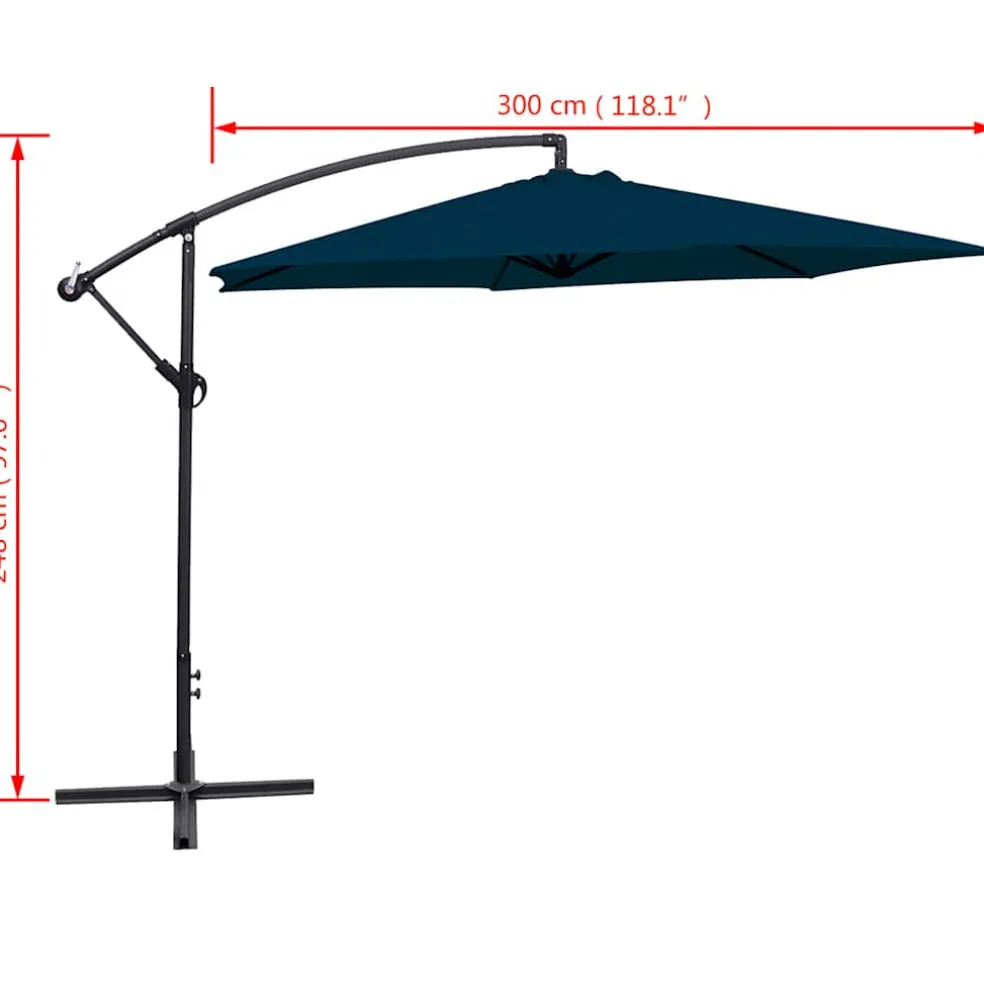 vidaXL Zweefparasol 3 m blauw