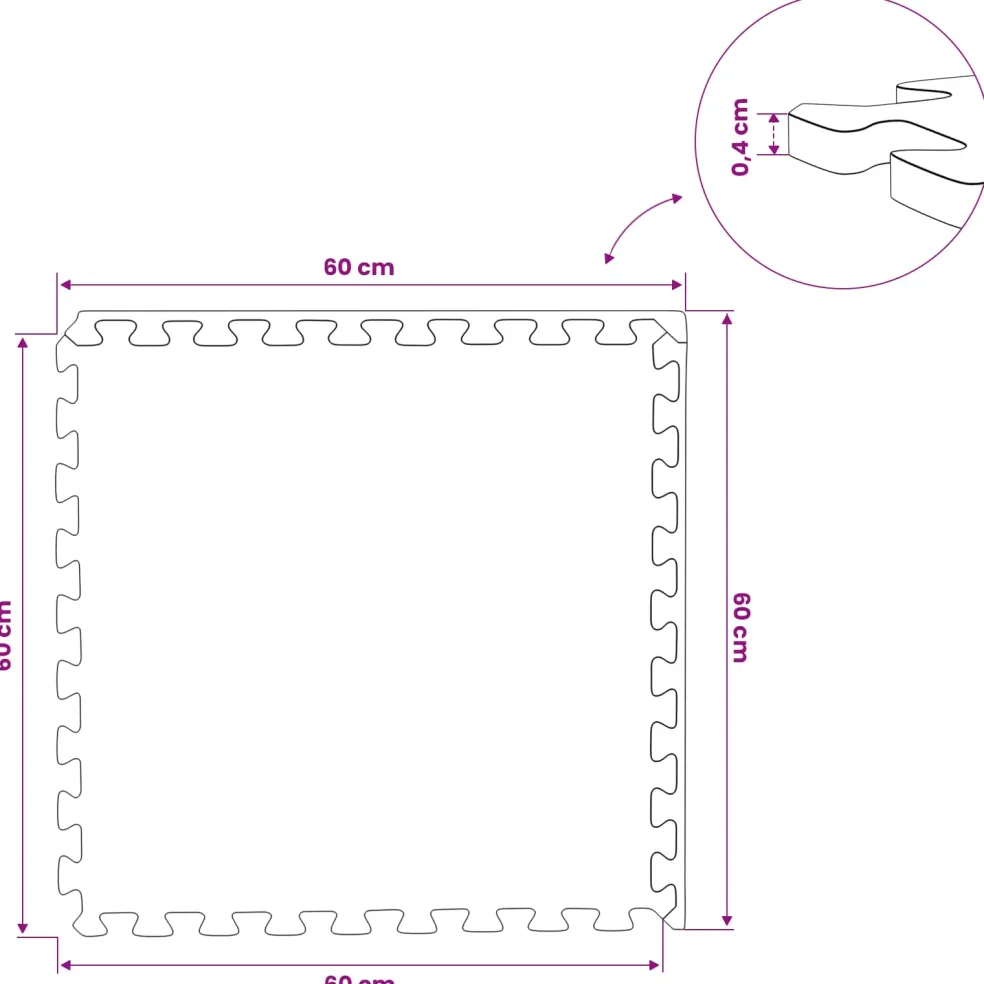 vidaXL Zwembad Grondmat 12 st Grijs 4,32 m² EVA Schuim