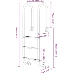 vidaXL Zwembadladder 54x38x158 cm 304 roestvrijstaal