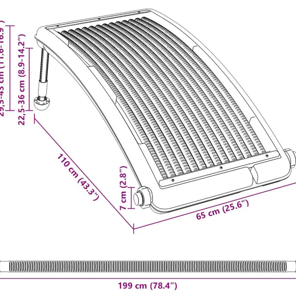 vidaXL Zwembadverwarmingspaneel solar gebogen 110x65 cm