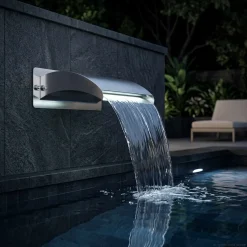 vidaXL Zwembadwaterval met LED Roestvrij staal 304 30 x 9 x 26 cm