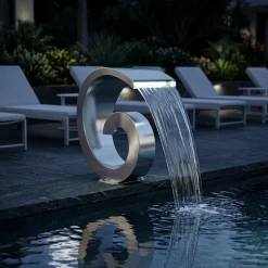vidaXL Zwembadwaterval met LED Roestvrij staal 304 50 x 30 x 53 cm