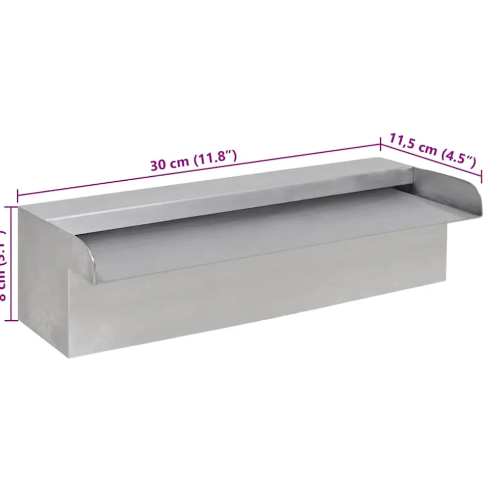 vidaXL Zwembadwaterval rechthoekig 30 cm roestvrij staal