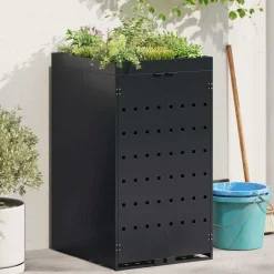 vidaXL Zwenkwagen Opslag met Plantenbakdak voor Enkel 240L Bak Zwart