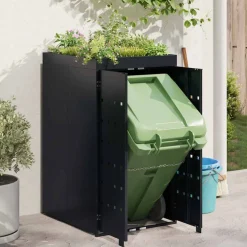 vidaXL Zwenkwagen Opslag met Plantenbakdak voor Enkel 240L Bak Zwart