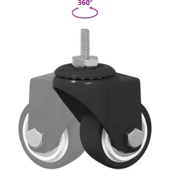 vidaXL Zwenkwiel 12 st Zwart 40,4 x 40,4 x 19,7 mm IJs en nylon