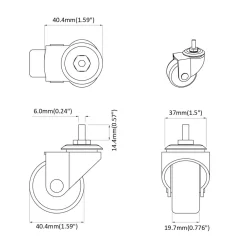 vidaXL Zwenkwiel 12 st Zwart 40,4 x 40,4 x 19,7 mm IJs en nylon