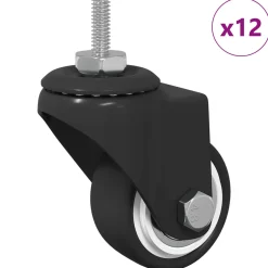 vidaXL Zwenkwiel 12 st Zwart 40,4 x 40,4 x 19,7 mm IJs en nylon