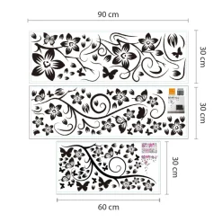WALPLUS Decoratiesticker vlinder en wijnstok 130x150 cm zwart